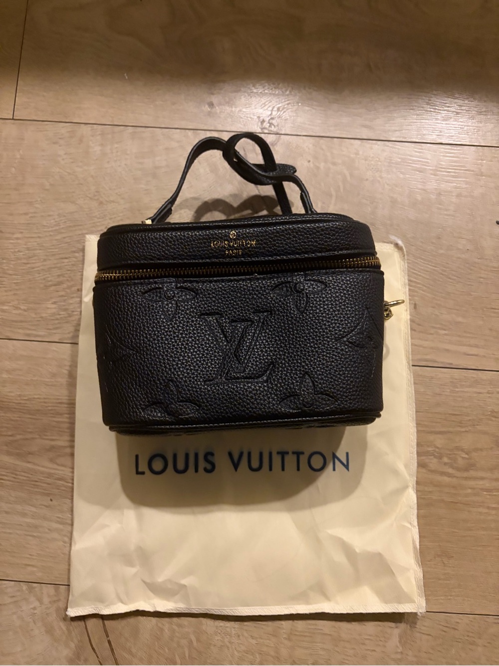 Louis Vuitton Black Embossed Leather Top-Handle Vanity Case